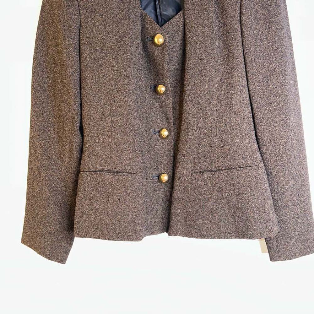 Tahari Brown Women's Blazer with Gold Buttons - Picture 7 of 14